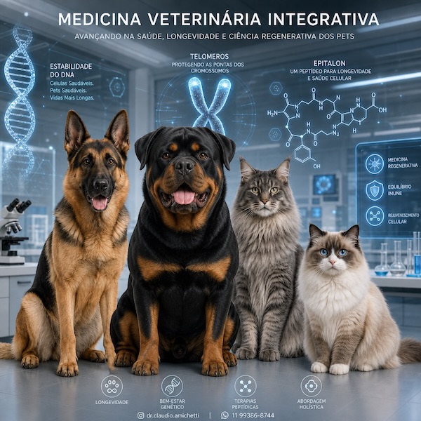 BIOQUÍMICA DA LONGEVIDADE FELINA E CANINA: MANEJO TELOMÉRICO E O PAPEL DO EPITALON  Abordagem Integrativa no Tratamento de Pacientes Geriátricos, Oncológicos e com Doenças Crônicas